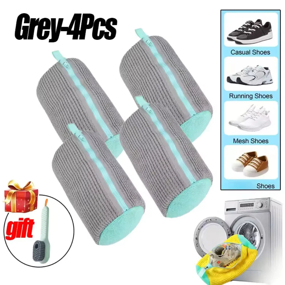 Durable Shoe Laundry Bag with Brush Set – Tear-Resistant, Zippered Washing Machine Bag for Sneakers & Shoes (1/2/4/6PCS Options)