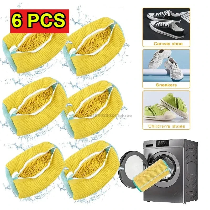 Durable Shoe Laundry Bag with Brush Set – Tear-Resistant, Zippered Washing Machine Bag for Sneakers & Shoes (1/2/4/6PCS Options)