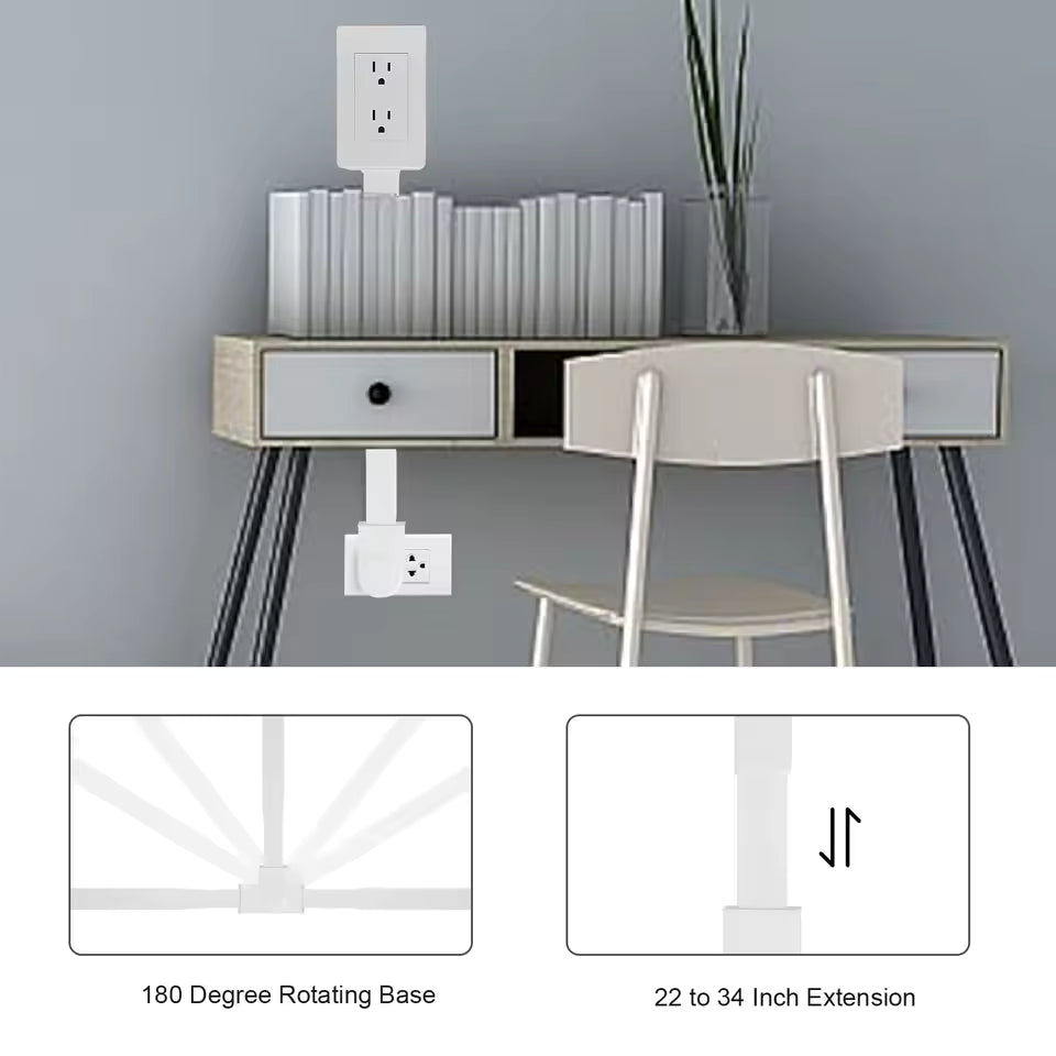 ⚡ Multi-Plug Wall Outlet Extender with USB Ports & Phone Holder – Rotating 180°