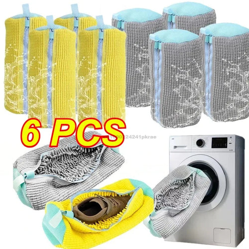 Durable Shoe Laundry Bag with Brush Set – Tear-Resistant, Zippered Washing Machine Bag for Sneakers & Shoes (1/2/4/6PCS Options)