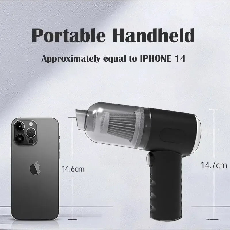 9000Pa Portable Car Vacuum Cleaner – Wireless, USB Rechargeable, Wet & Dry, 120W Powerful Suction