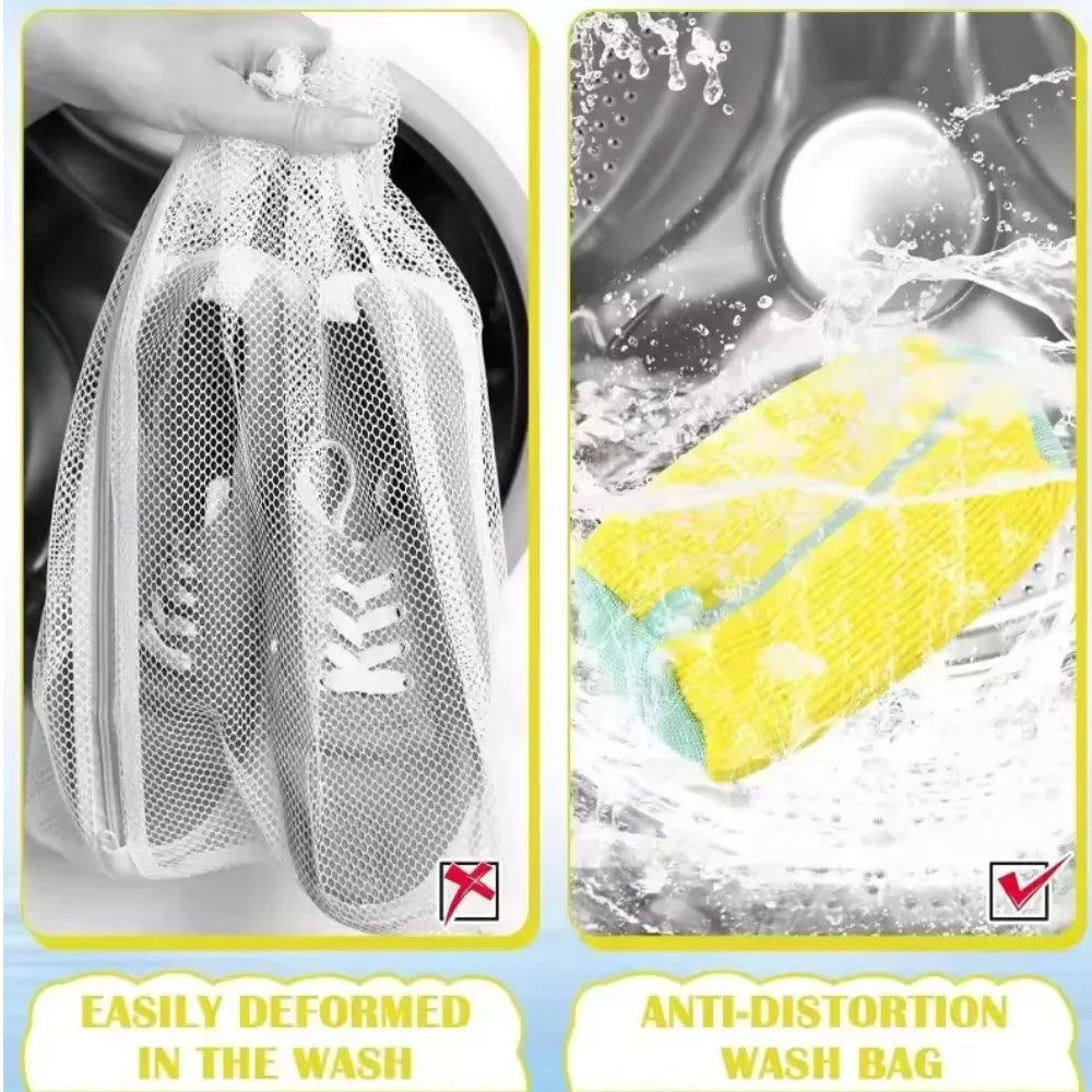 Durable Shoe Laundry Bag with Brush Set – Tear-Resistant, Zippered Washing Machine Bag for Sneakers & Shoes (1/2/4/6PCS Options)